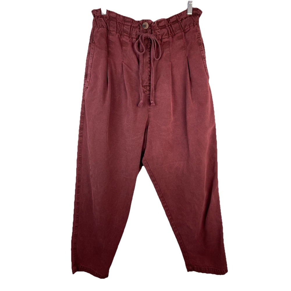 Free People Margate Women's L Purple Button Fly High Rise Paperbag Pants